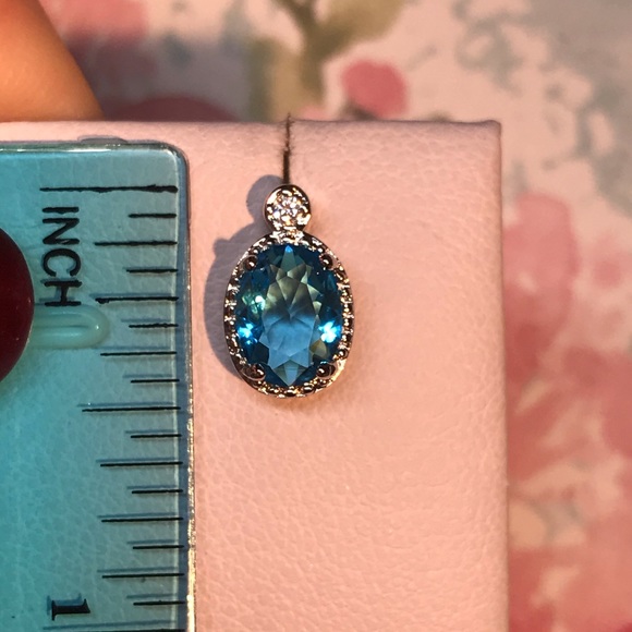 Blue Cubic Zircon Sterling Silver Stud Earrings - Picture 3 of 3